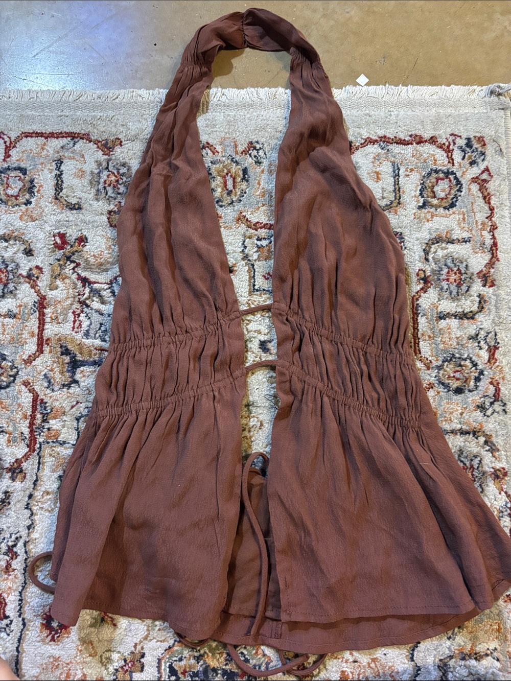 Princess Polly Brown Halter Tie-Front Blouse